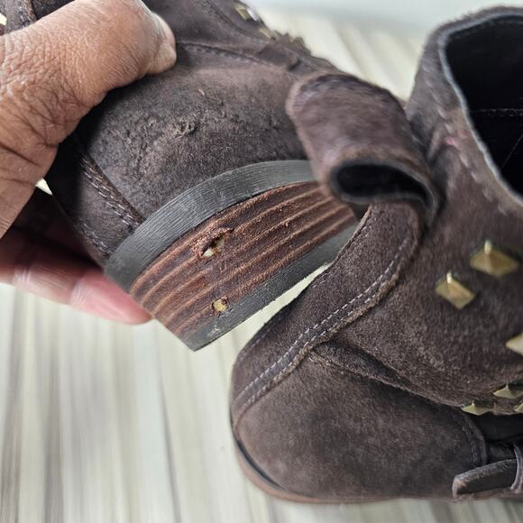 Lauren Ralph Lauren Brown Shaelynn Studded Suede Ankle Boots Size 8 - Picture 10 of 11